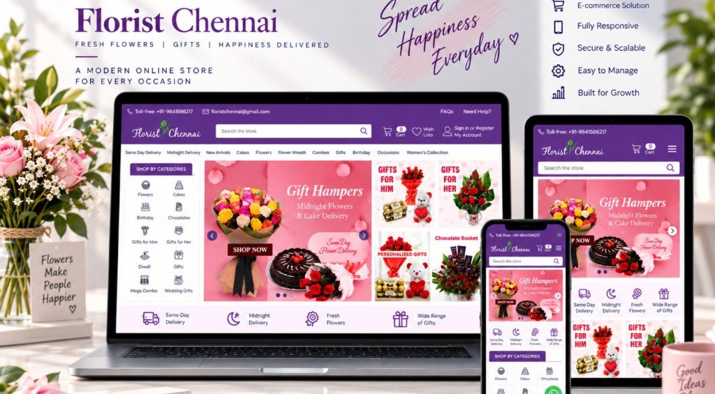 Florist Chennai e-commerce website mockup
