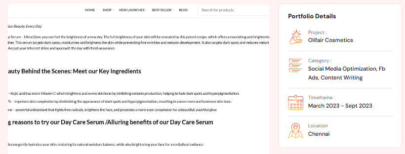 Olifair Cosmetics project detail